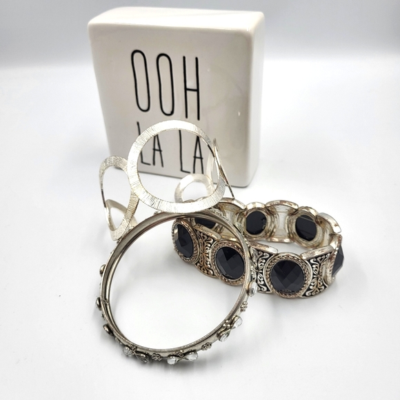 Black Beads & Sparkle Bracelet Bundle - 3 Unique Pieces - Picture 1 of 7